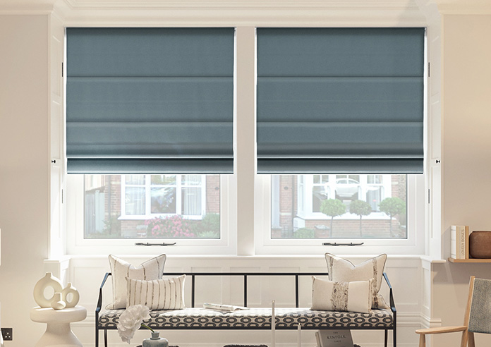 Akoya Faux Silk, Lustre Ink Blue - Roman Blind - Image 3